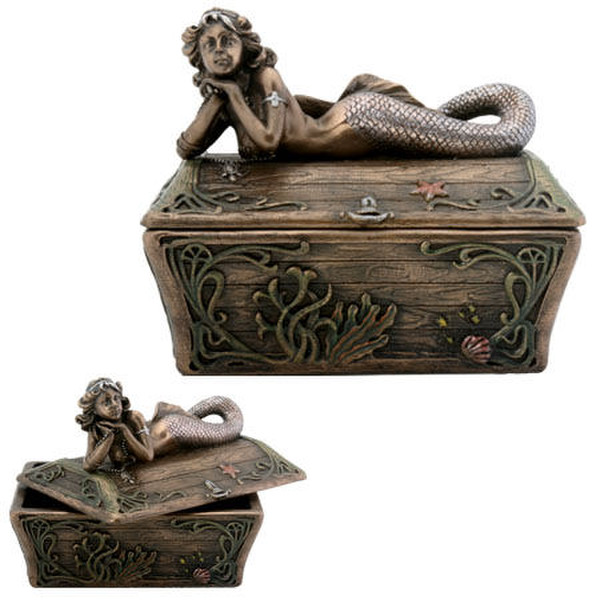 Mermaid on secret box captains chest jewelry box gazing female